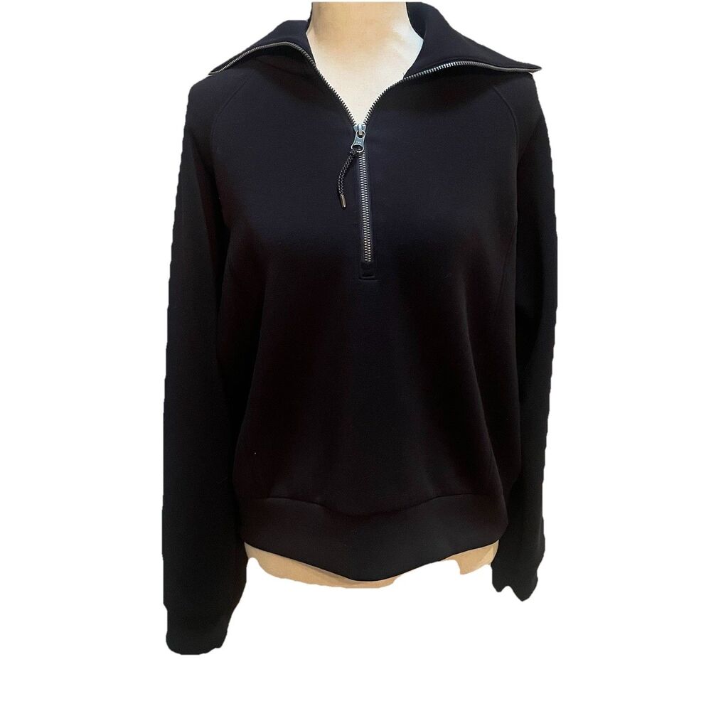 SPANX AirEssentials Half Zip Pullover Black Medium Sweatshirt Soft Clean Girl